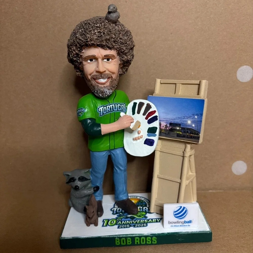 Bob Ross Bobblehead Daytona Tortugas 10th Anniversary Collectible Figure